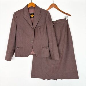 Vintage Fox Run Blazer Skirt‎ Set Brown Size 11 Wool
